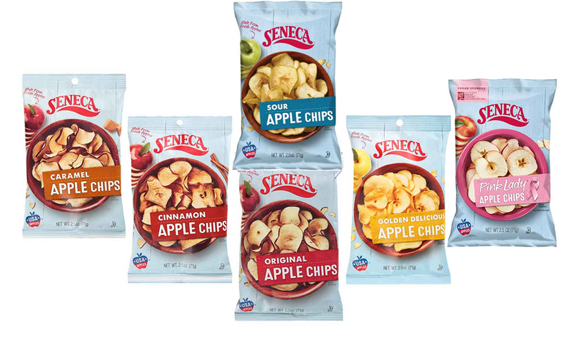 Seneca Foods Original, Golden Delicious, Caramel, Sour, Pink Lady & Cinnamon Dried Apple Chips, Variety 6-Pack