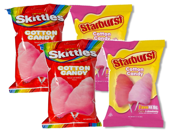 Skittles Original & Starburst FaveReds Cotton Candy, Variety 4-Pack