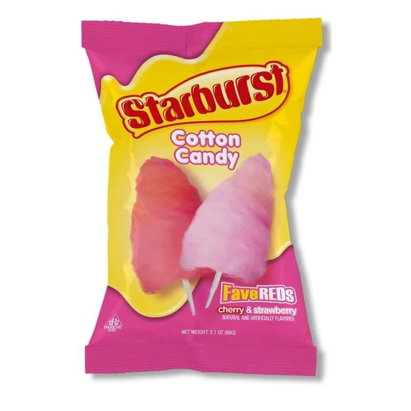 Starburst Cherry and Strawberry FaveReds Cotton Candy, 6-Pack 3.1 oz. Bags