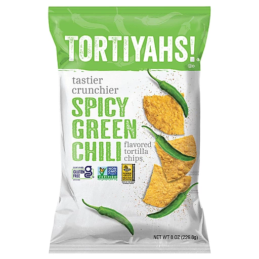 Tortiyahs! Spicy Green Chili Tortilla Chips, 8 oz. Sharing Size Bags