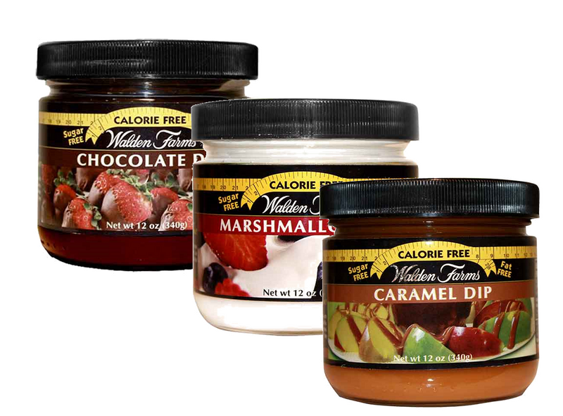 Walden Farms Marshmallow, Chocolate & Caramel Dip, Sugar Free Zero Calories, Variety 3-Pack
