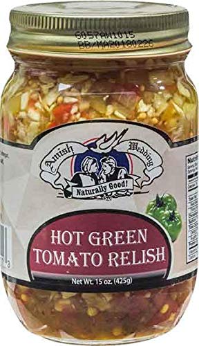 Amish Wedding Hot Green Tomato Relish, TWO 15 oz. Jars