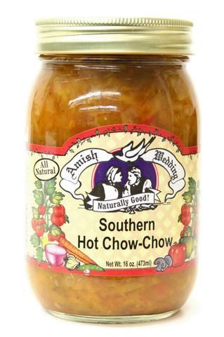 Amish Wedding Hot Southern Style Chow Chow, Two 14.5 oz. Jars