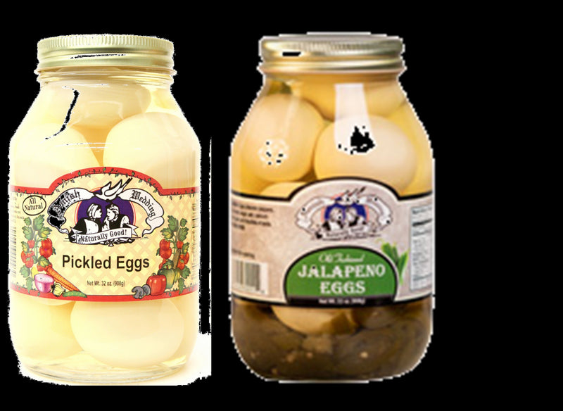 Amish Wedding Pickled Eggs & Jalapeno Eggs Variety 2-Pack, 32 oz. Jars