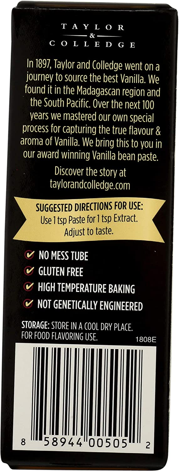 Taylor & Colledge Organic Vanilla Bean Paste, 2-Pack 1.7 Oz Tubes