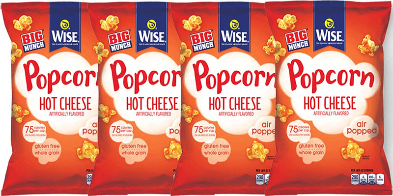 Wise Food Hot Cheese Popcorn, 4-Pack 4.5 oz. Bags