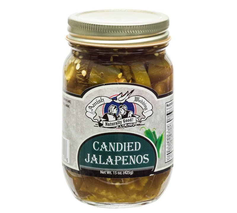 Amish Wedding Candied Jalapeno Peppers, 3-Pack 15 oz Glass Jars