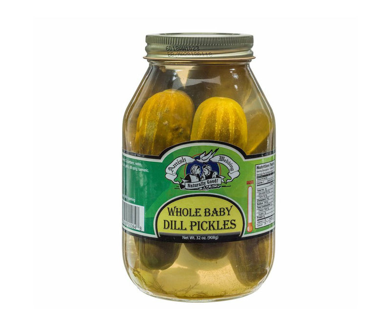 Amish Wedding Foods Whole Baby Dill Pickles, 2-Pack 32 oz. Quart Jars