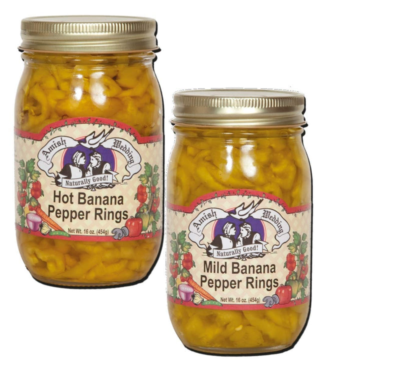 Amish Wedding Hot & Mild Banana Pepper Rings Variety 2-Pack, 15 oz. Jars