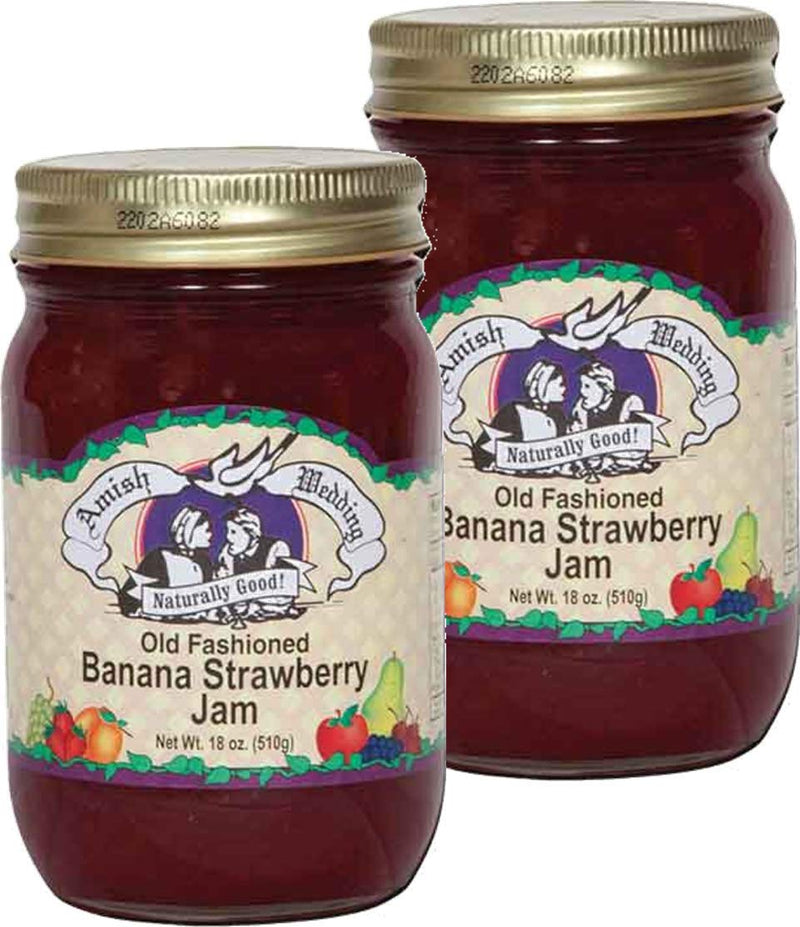 Amish Wedding Foods Banana Strawberry Jam, 2-Pack 18 oz. Jars