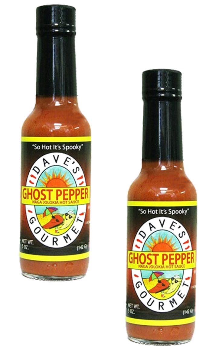 Dave's Gourmet Ghost Pepper (Naga Jolokia) Hot Sauce, 2-Pack 5 fl. oz. Bottles
