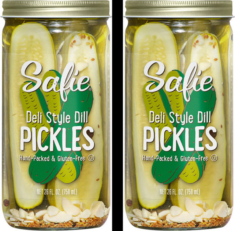 Safie Foods Hand-Packed Deli Style Dill Pickles, 2-Pack, 26 oz. Jars