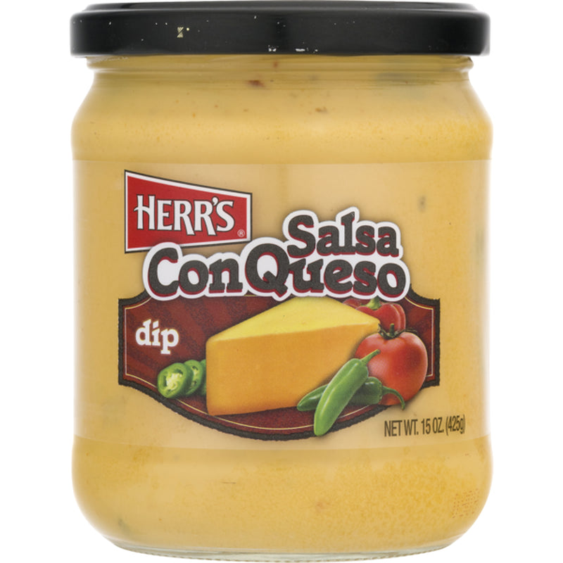 Herr's Salsa Con Queso Dip, Made With Real Cheese, 3-Pack 15 oz. Jars