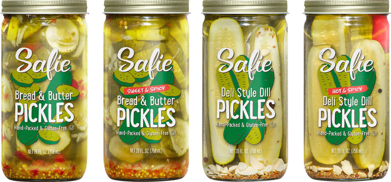 Safie Foods Hand-Packed Deli Style Pickles, Variety 4-Pack, 26 oz. Jars