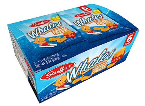 Stauffer's Baked Cheddar Whale Cheese Cracker Snack Packs, 1.5 Ounce Bags (Set of 12)