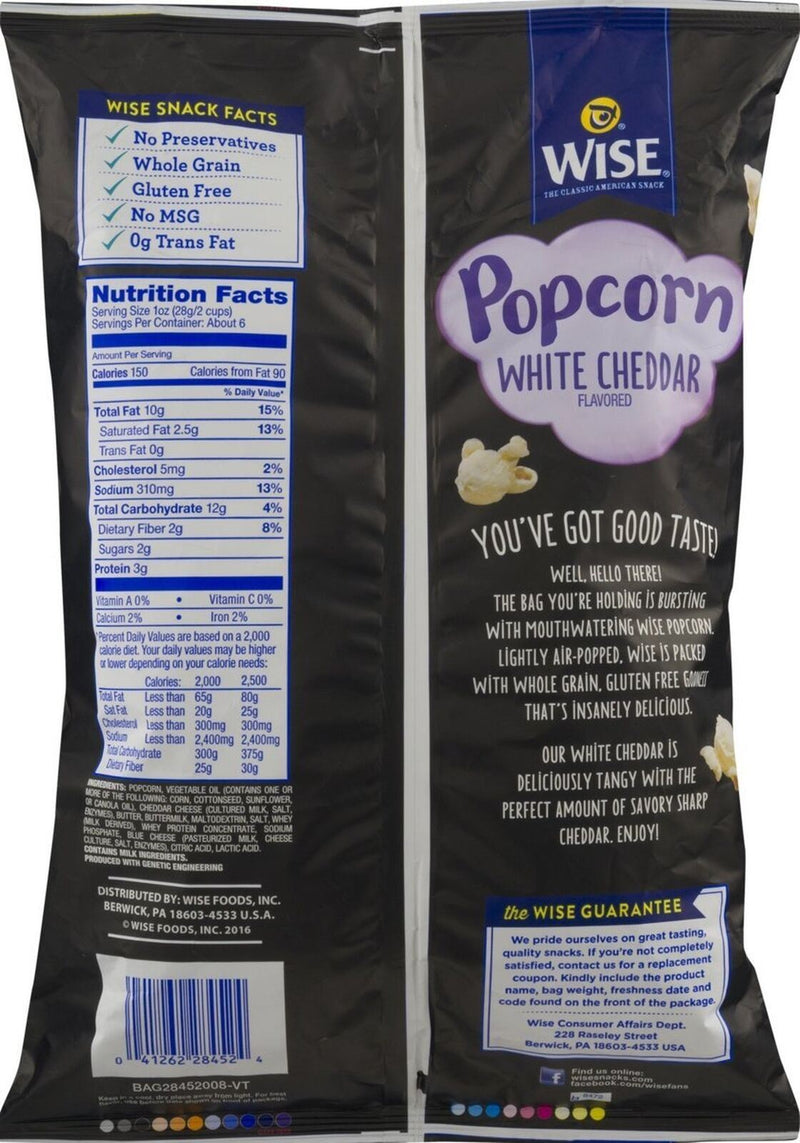 Wise Foods Air Popped White Cheddar Popcorn, 3-Pack 6.5 oz. Bags
