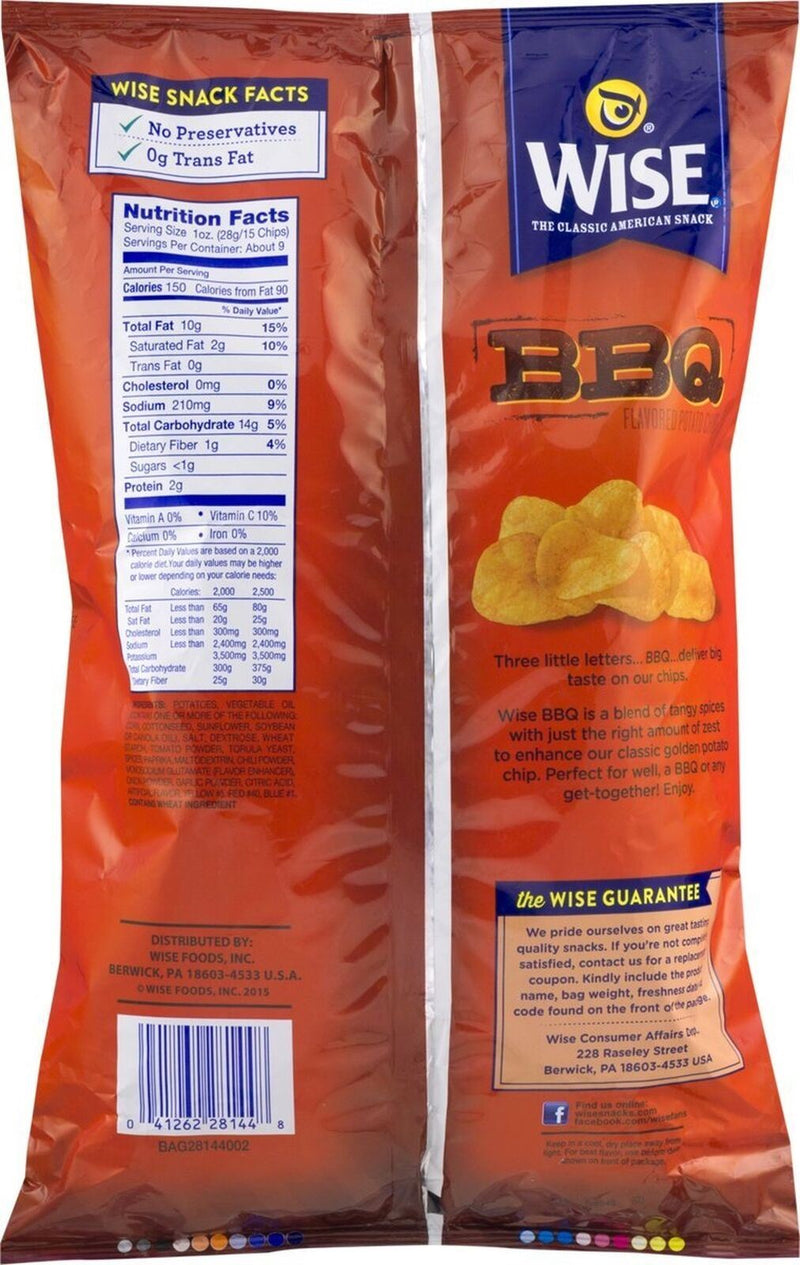 Wise Foods BBQ Potato Chips, 3-Pack 7.5 oz. Bags