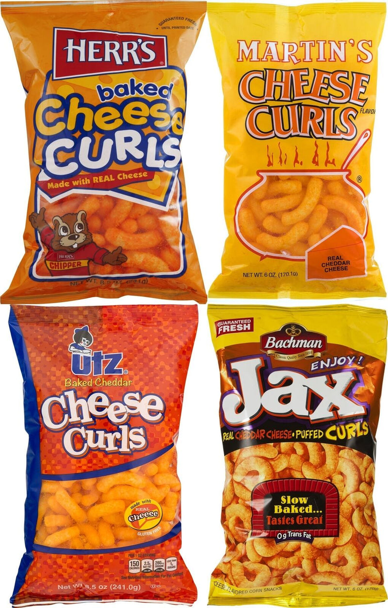 Herr's, Martin's, Utz & Bachman Baked Cheddar Cheese Curls Variety 4-Pack