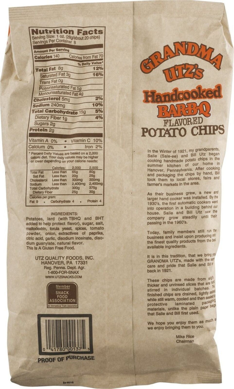Grandma Utz's Kettle-Style Bar-B-Q Flavored Potato Chips, 4-Pack 8 oz. Bags