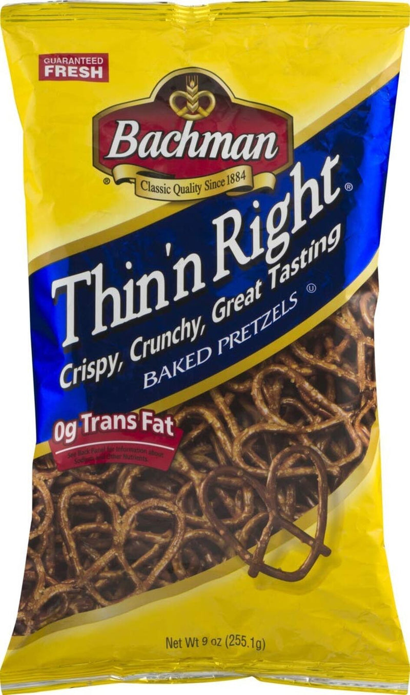 Bachman Thin'n Right Baked Pretzels Crispy, Crunchy, 3-Pack 9 oz. Bags