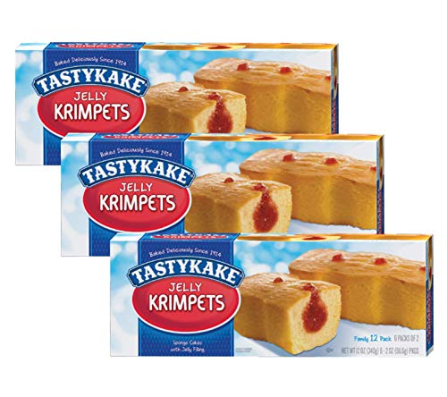 Tastykake Butterscotch or Jelly Krimpets Family Size 12 Pack- A Philadelphia Baking Institution (Jelly Krimpets, 3 Pack)