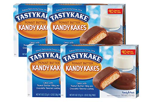 Tastykake Chocolate or Peanut Butter Kandy Kakes Family Size 6 Pack- A Philadelphia Baking Institution (Peanut Butter, 4 Pack)