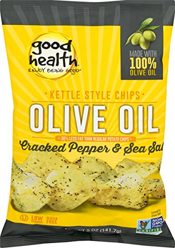 Good Health Olive Oil Kettle Style Chips with Cracked Pepper & Sea Salt 5 oz. Bag (3 Bags)