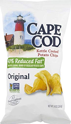Cape Cod Kettle Cooked Potato Chips- All Natural and Kettle Cooked 8 oz. Bags (40% Reduced Fat, 4 Bags)