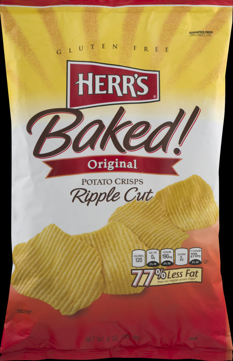 Herr's Original Ripple Cut Baked Potato Crisps 8 oz. Bag- (3 Bags)