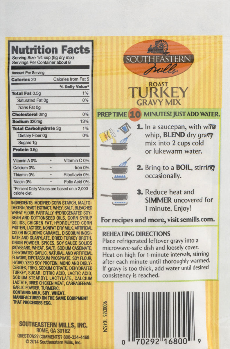 Southeastern Mills Roast Turkey Gravy Mix, 3 Oz. Package ( 4- Pack)
