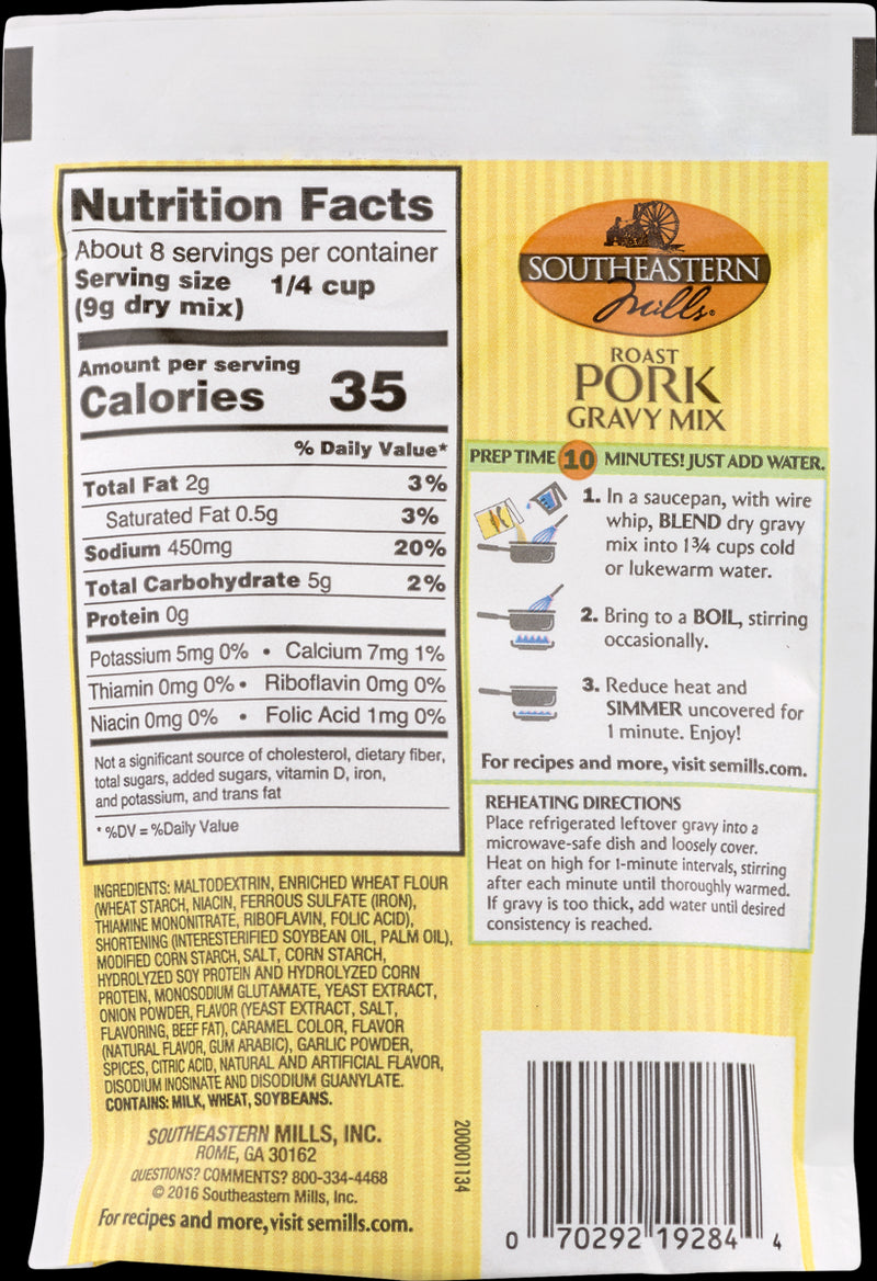 Southeastern Mills Roast Pork Gravy Mix 4.2 oz. Packets (3 Packets)