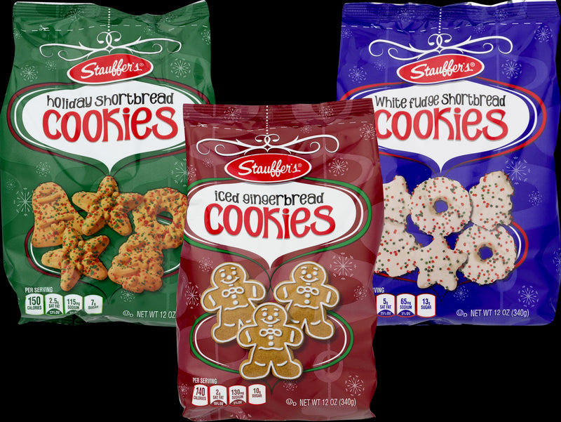 Stauffer's Holiday Cookies: Holiday Shortbread, Iced Gingerbread, White Fudge Variety 3- Pack