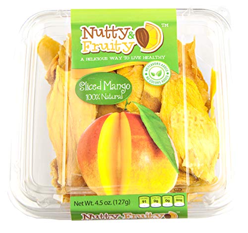 Nutty & Fruity Dried Mango or Chipotle Seasoned Dried Mango Slices- Two Packages (Mango 4.5oz.)