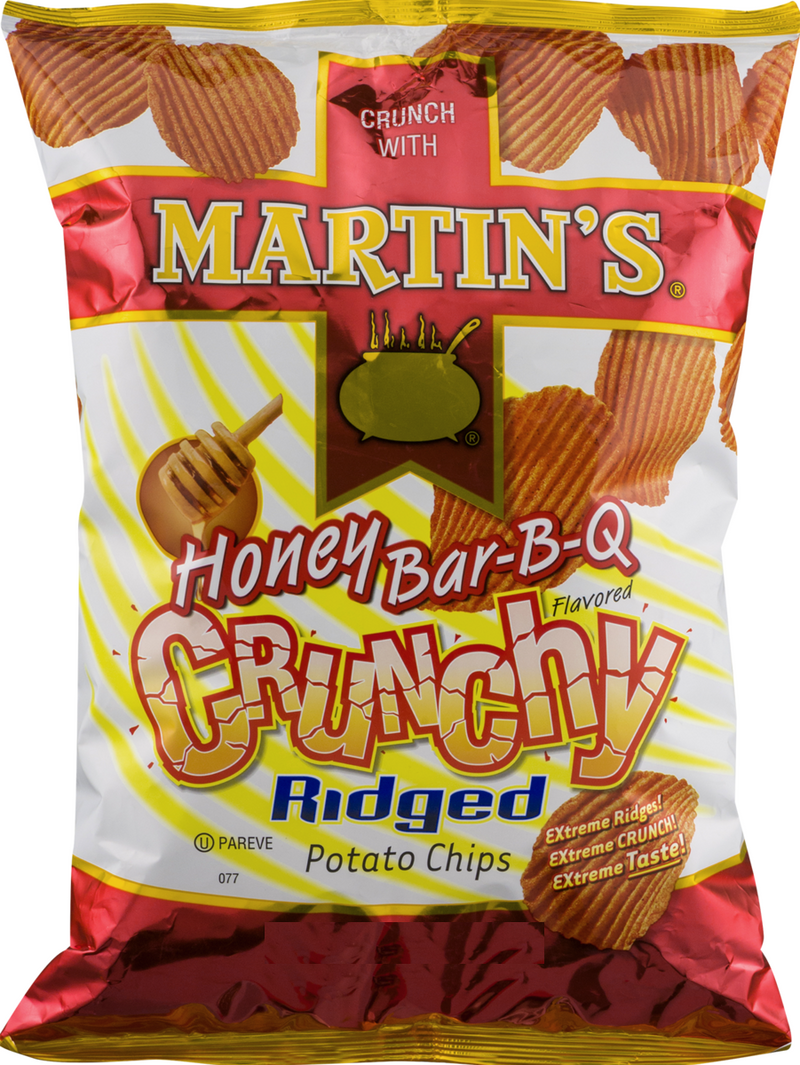 Martin's Honey Bar-B-Q Crunchy Ridged Potato Chips, 8.5 Ounce Family Size Bags