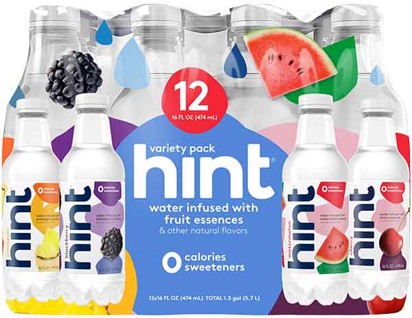 Hint Flavored Water, Zero Calories, Zero Sugar and Zero Sweeteners, Case Pack of 12