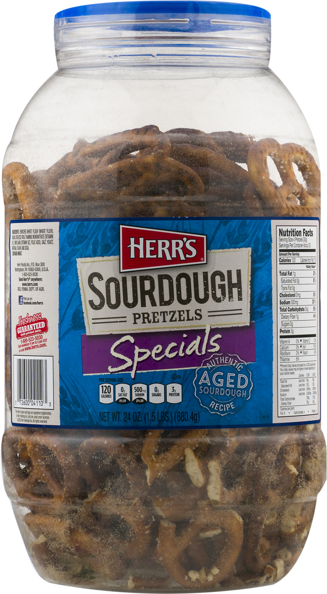 Herr's Authentic Aged Sourdough Specials Pretzel Barrel, 2-Pack