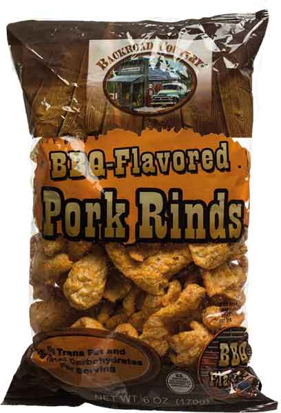 Backroad Country BBQ Fried Pork Rinds (Chicharrones), 12-Pack Case 6 oz. Bags