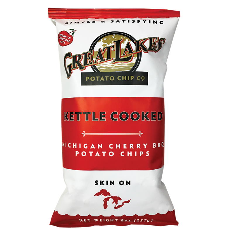 Great Lakes Michigan Cherry BBQ Kettle Cooked Potato Chips, 8 oz. Bags , 4-Pack