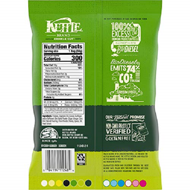 Kettle Brand Dill Pickle Krinkle Cut Potato Chips, 7.5 oz. Bags
