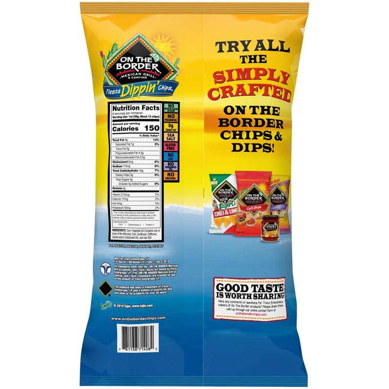 On The Border Tortilla Chips Fiesta Dippin' Chips, 8 oz. Bags