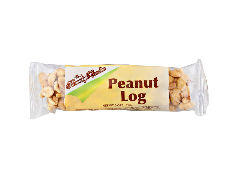Crown Candy Peanut Logs - 12 Individually Wrapped 3 oz Logs Per Carton