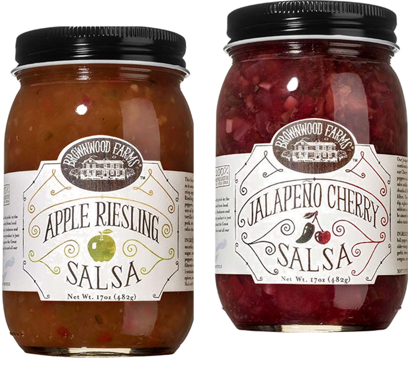 Brownwood Farms Apple Riesling & Jalapeno Cherry Salsa, Variety 2-Pack 17 oz. Jars