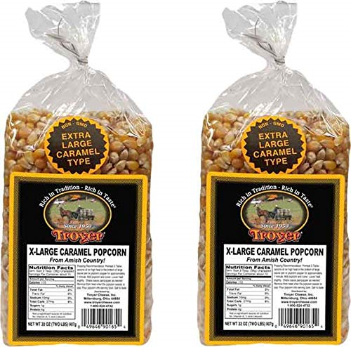 Troyer Whole Kernel Unpopped Popcorn, Non-GMO, 2-Pack 32 oz. Bags (Extra Large)