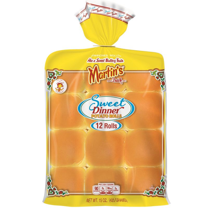Martin's Famous Pastry Sweet Dinner Potato Rolls- 12 pack 15 oz. Bag (3 Bags)