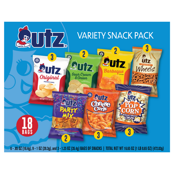 Utz Quality Foods Variety Snack Pack, 2-Pack 18 Individual Bags