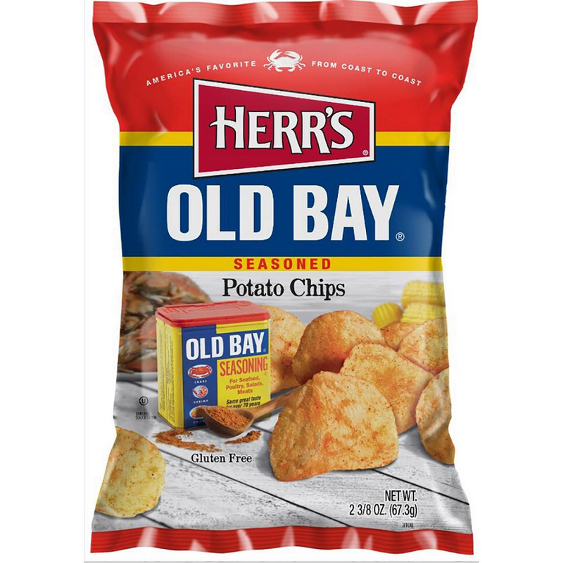 Herr's Old Bay Seasoned Potato Chips, 24-Pack Case 2.375 oz. Single Serve Bags