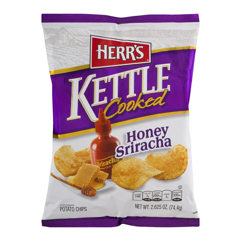 Herr's Honey Sriracha Kettle Cooked Potato Chips, 24-Pack Case 2.625 oz. Single Serve Bags