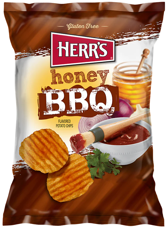 Herr's Honey BBQ Ripple Potato Chips- 2.75 oz. Bag (8 Bags)