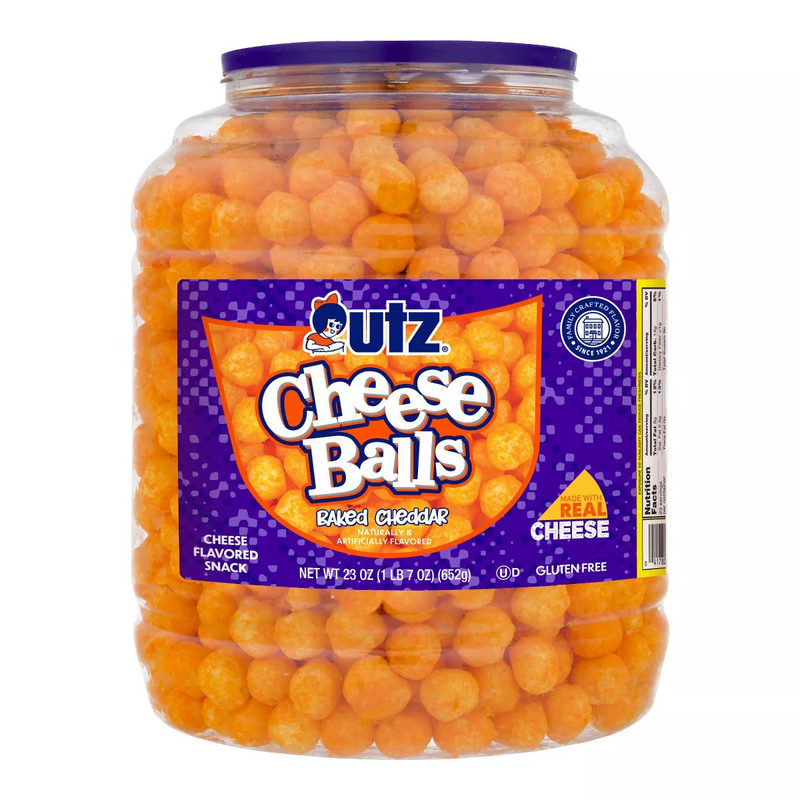 Utz Quality Foods Baked Cheddar Cheese Balls, 23 oz. Barrel