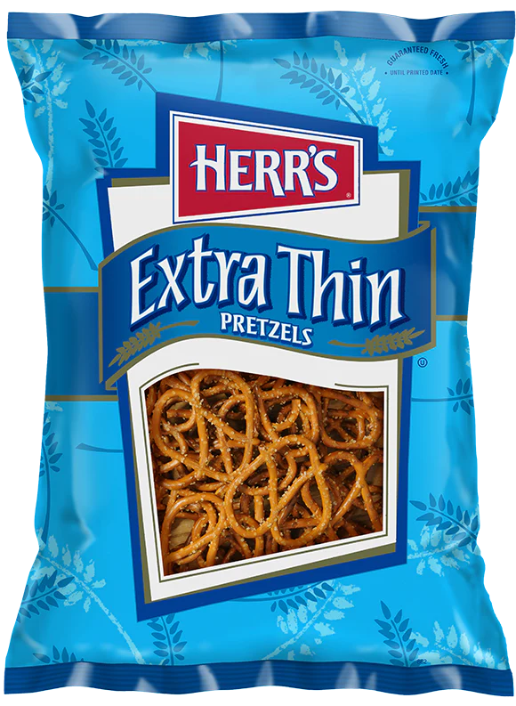 Herr's Extra Thin Pretzels, 21-Pack Case 3.875 oz. Single Serve Bags